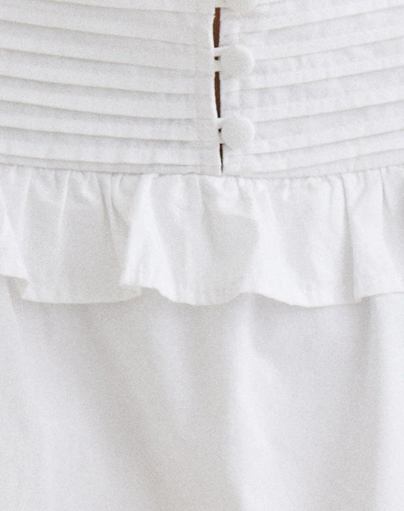 Jupe-short Alna à volants en popeline blanche