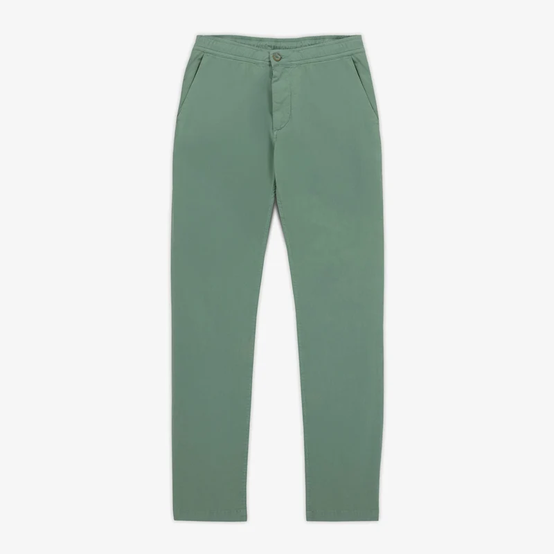 Chino 743 élastiqué toile parachute vert amande coupe large