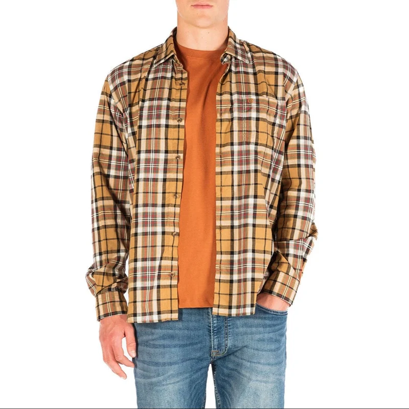 Chemise regular brun à carreaux