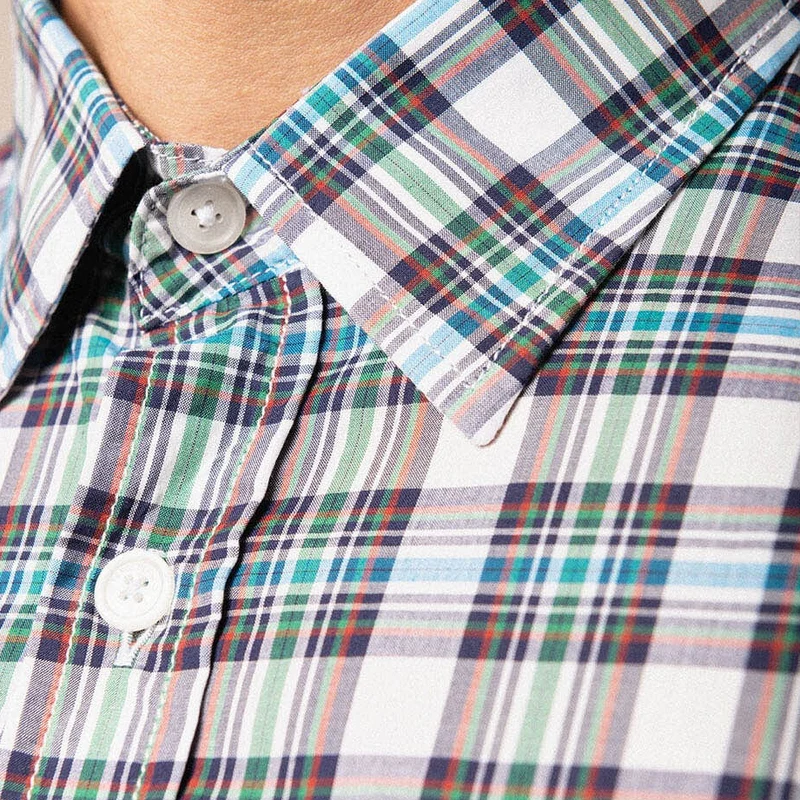 Chemise manches longues à carreaux en coton vert dégradé