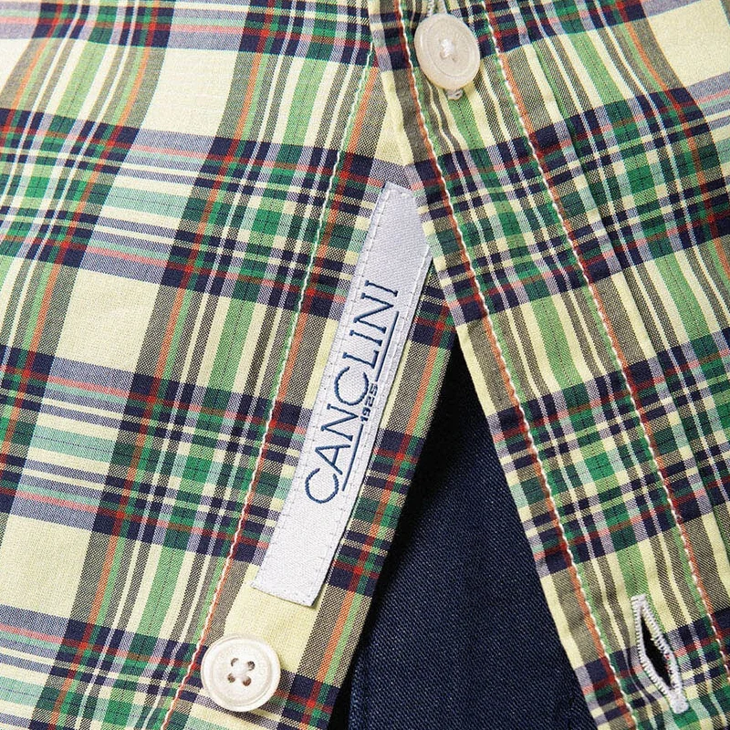 Chemise manches longues à carreaux en coton vert dégradé
