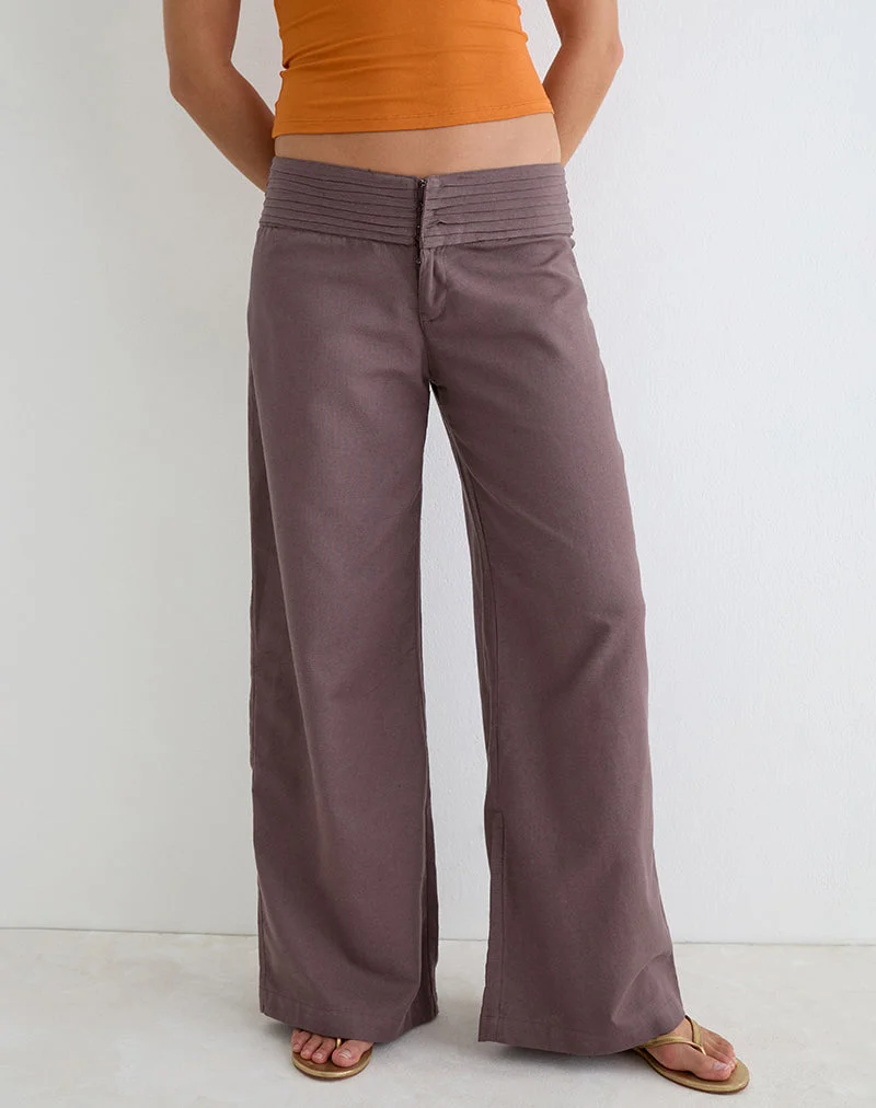 Pantalon Sadasi en lin taupe foncé