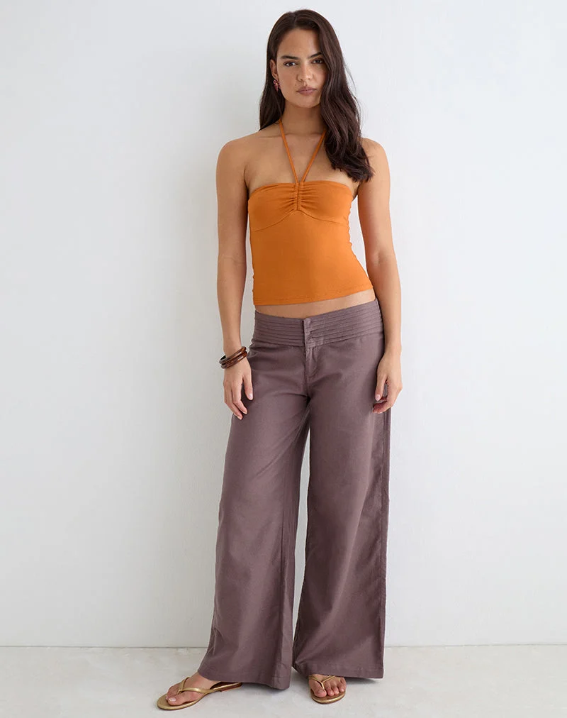 Pantalon Sadasi en lin taupe foncé