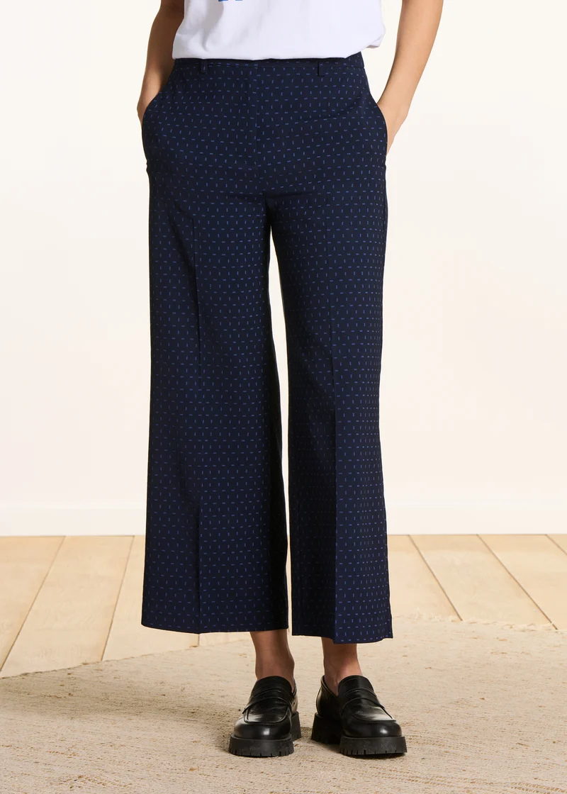 Pantalon cropped en jacquard bleu