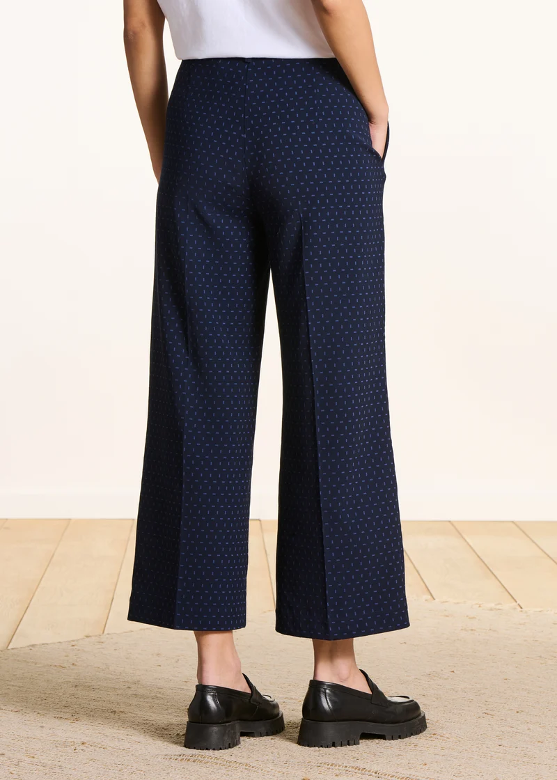 Pantalon cropped en jacquard bleu