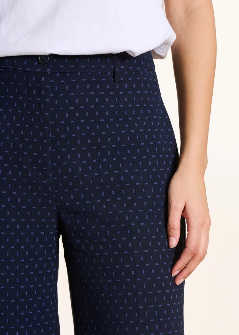Pantalon cropped en jacquard bleu
