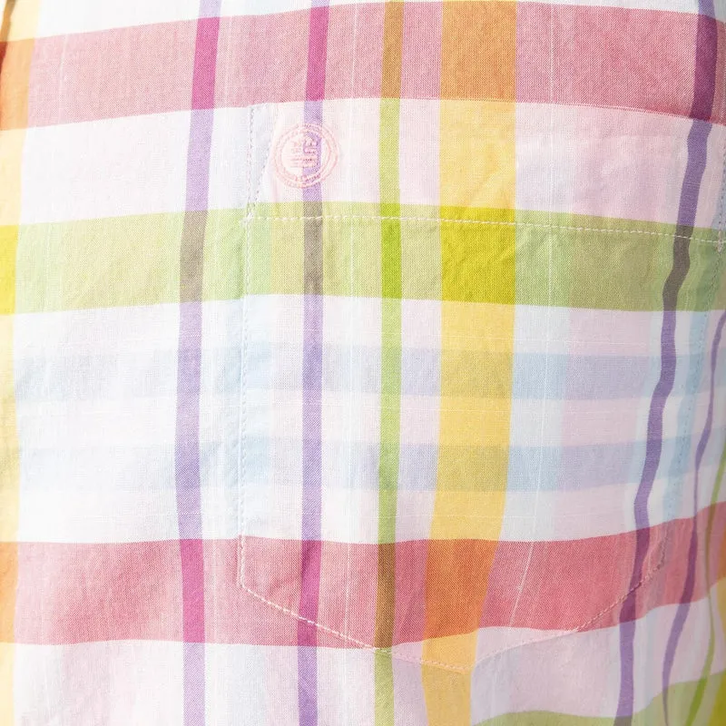 Chemise manches longues cadrillage multicolore en coton