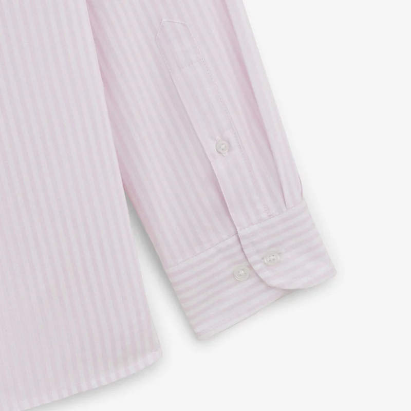 Chemise manches longues en coton à rayures bâton rose lilas