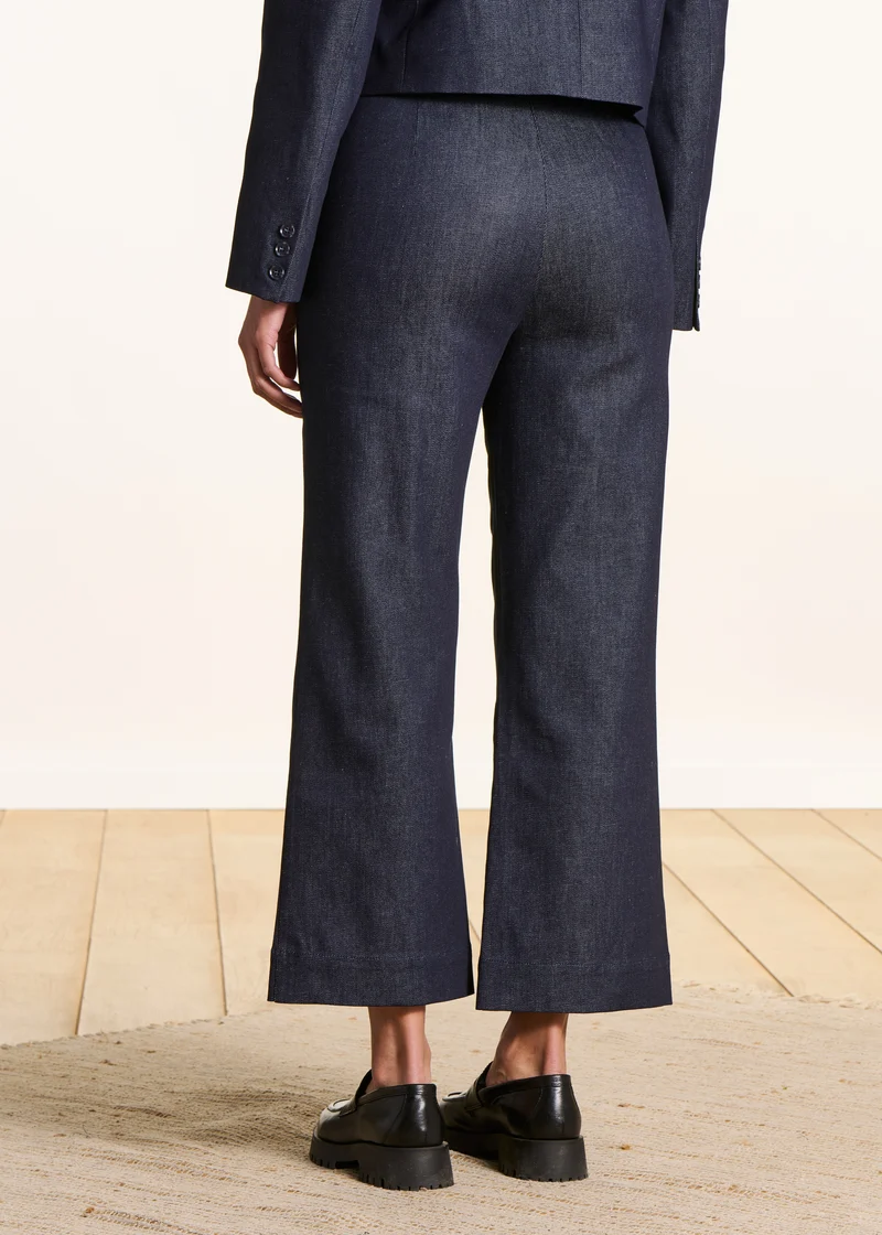 Pantalon droit 7/8ème en denim brut