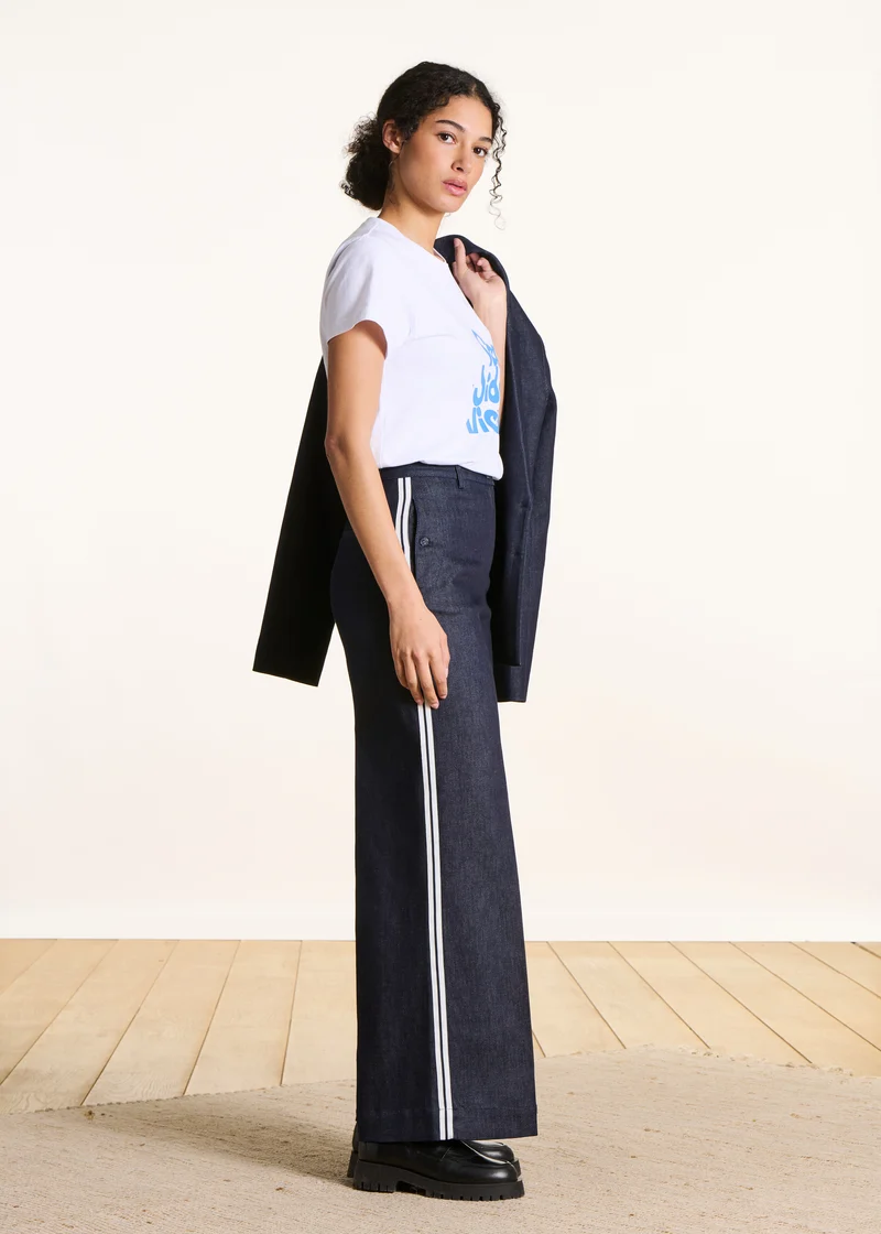 Pantalon droit en denim brut