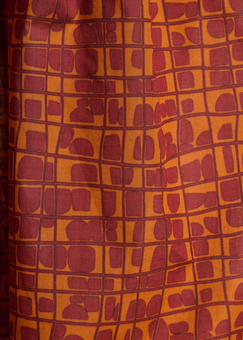 Pantalon 7/8ème imprimé graphique marron et orange