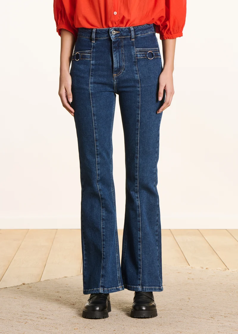 Jean flare taille haute en coton biologique
