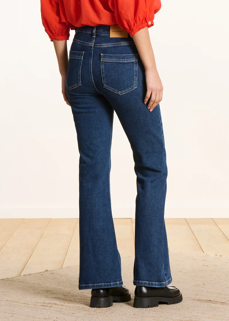 Jean flare taille haute en coton biologique