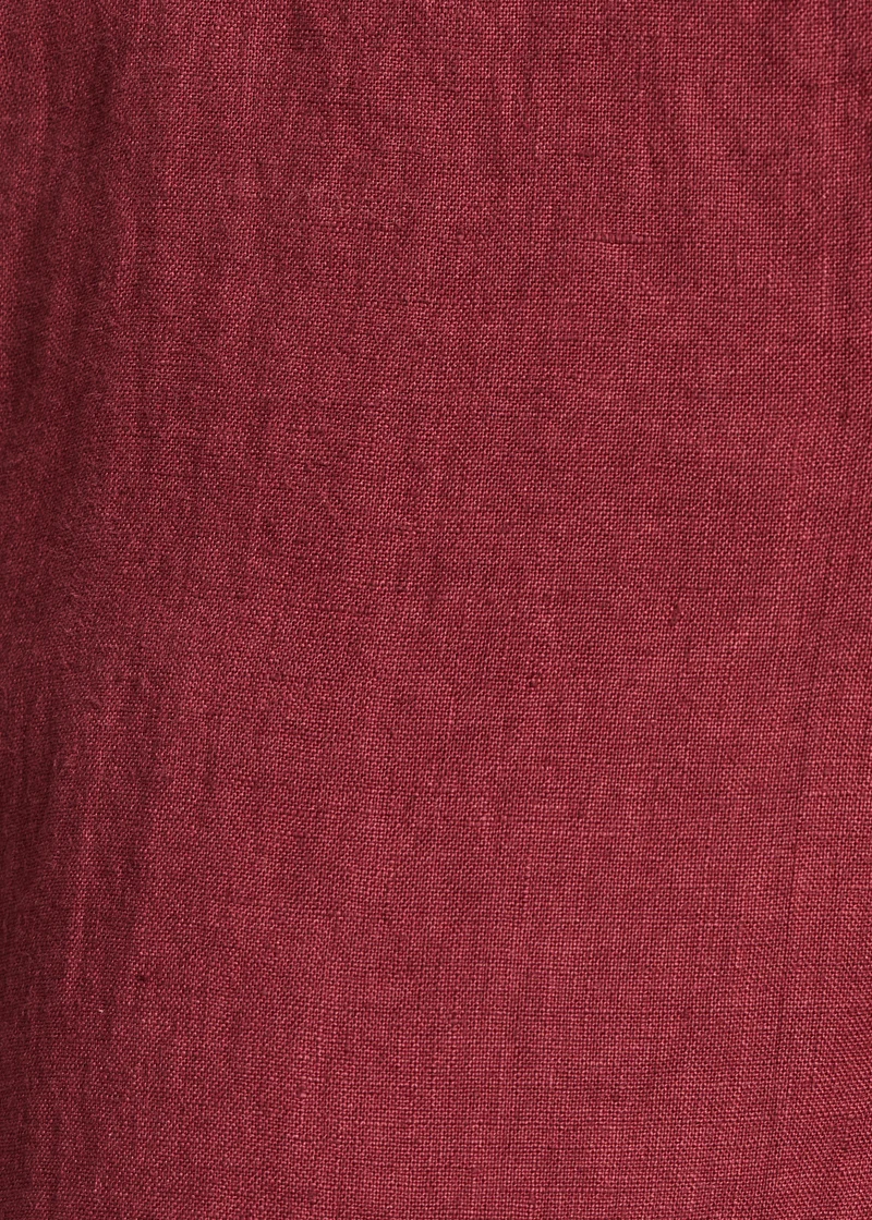 Pantalon droit et large bordeaux en lin taille haute