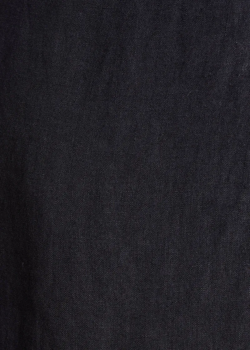 Pantalon large 7/8ème bleu foncé en lin avec pan