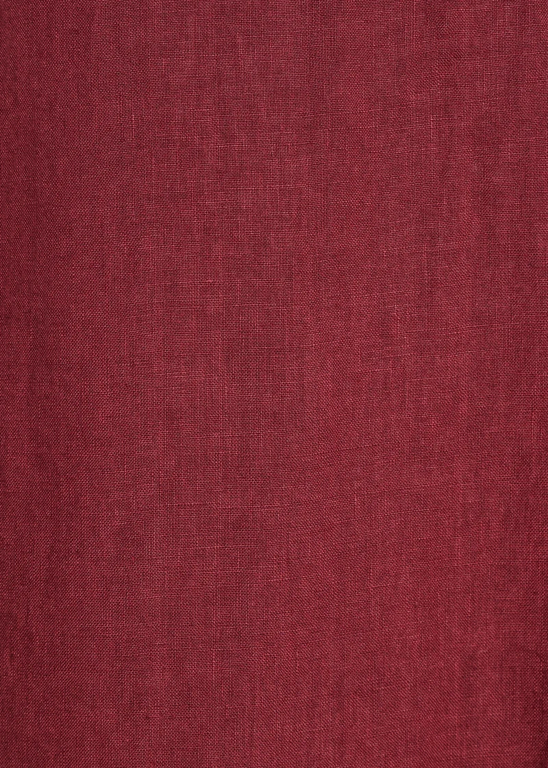 Pantalon large 7/8ème bordeaux en lin avec pan