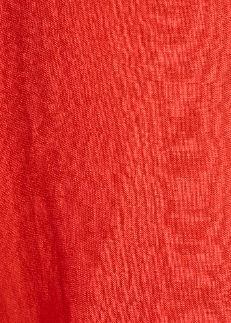 Pantalon large 7/8ème orange en lin avec pan