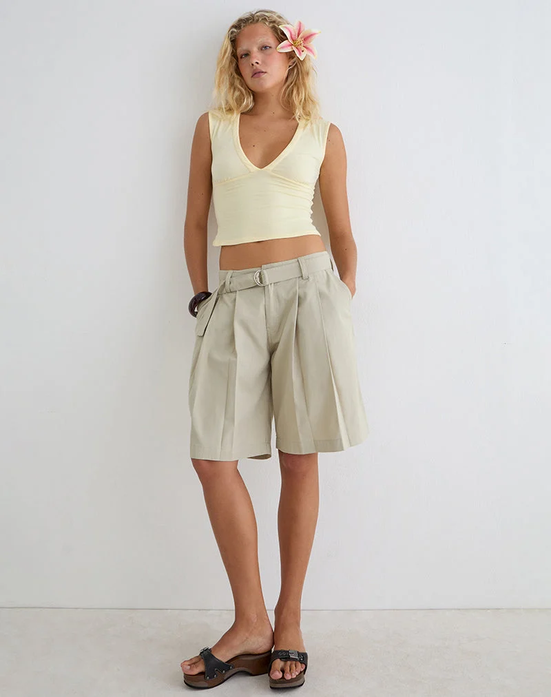 Short utilitaire Niso en sergé de coton, couleur Latte