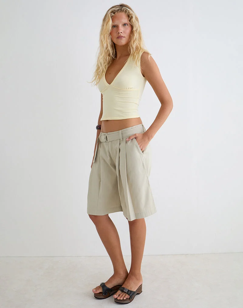 Short utilitaire Niso en sergé de coton, couleur Latte