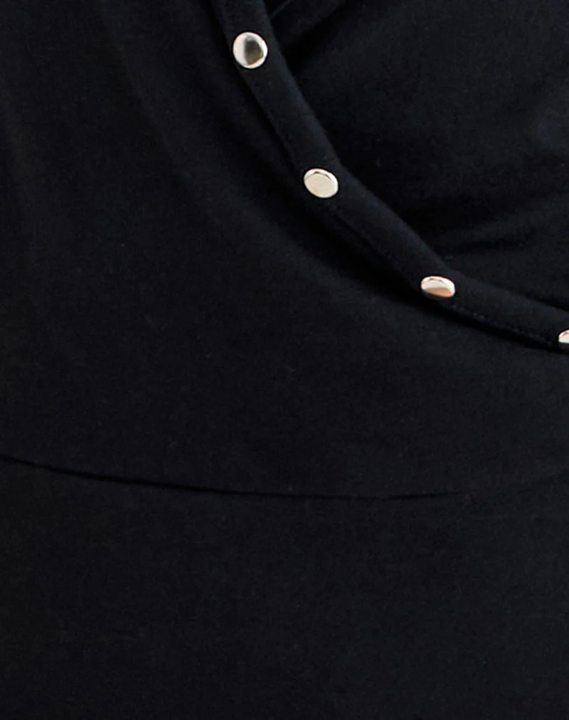 Haut Cami Kalei en jersey de rayonne noir avec des clous