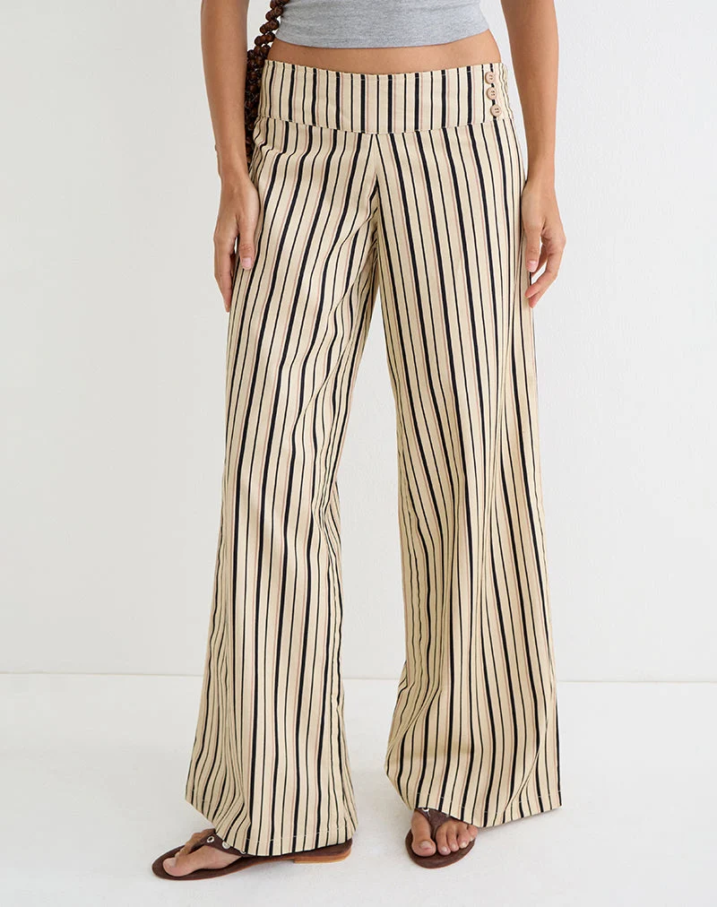Pantalon Rysele à rayures neutres, couleur beige