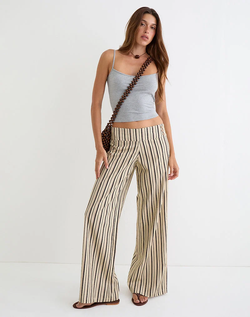 Pantalon Rysele à rayures neutres, couleur beige