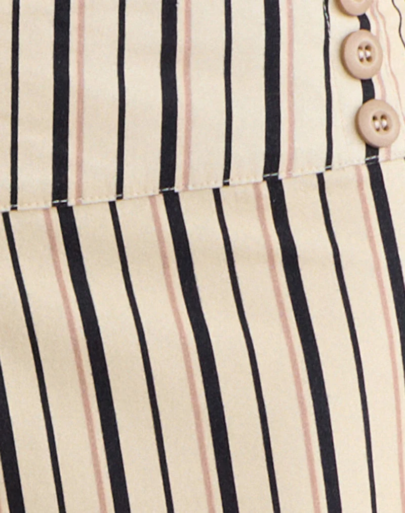 Pantalon Rysele à rayures neutres, couleur beige