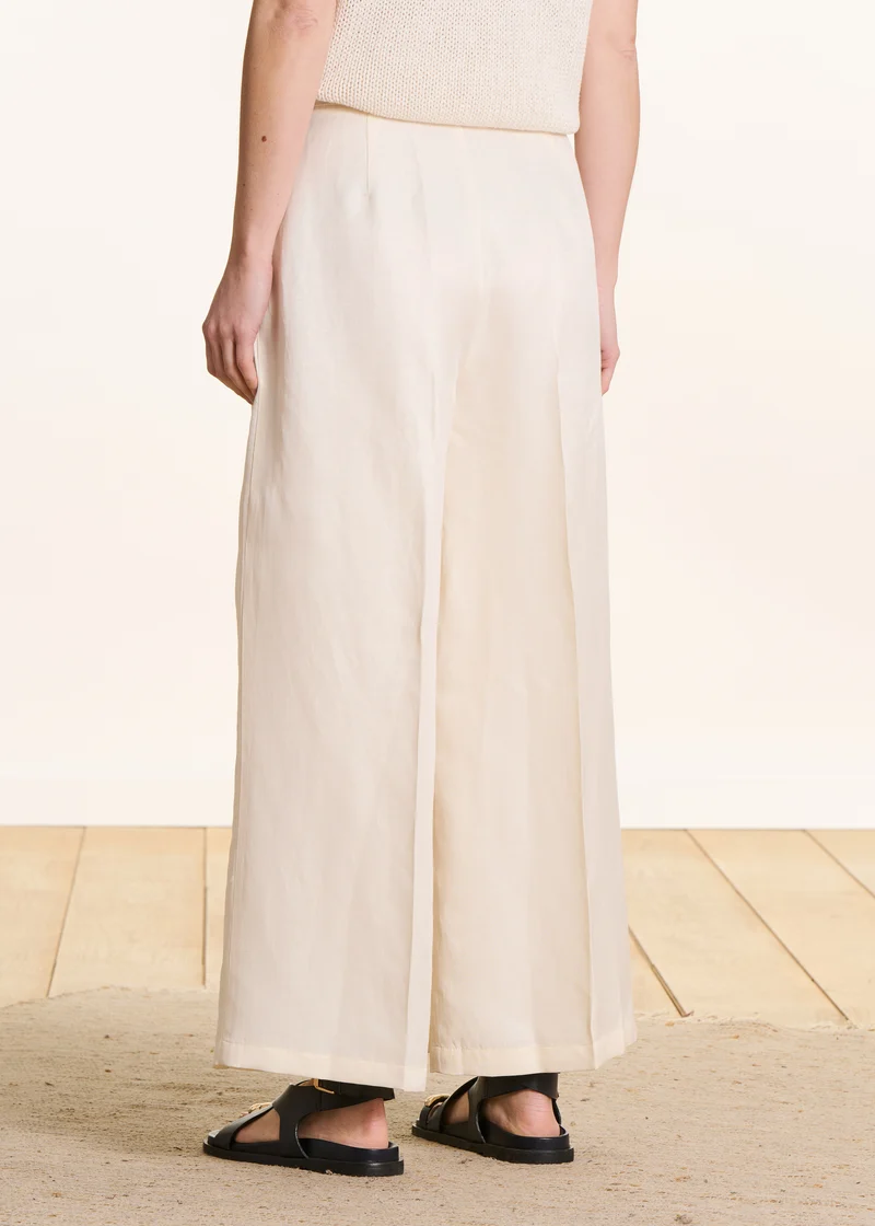 Pantalon taille haute 7/8ème écru à pan