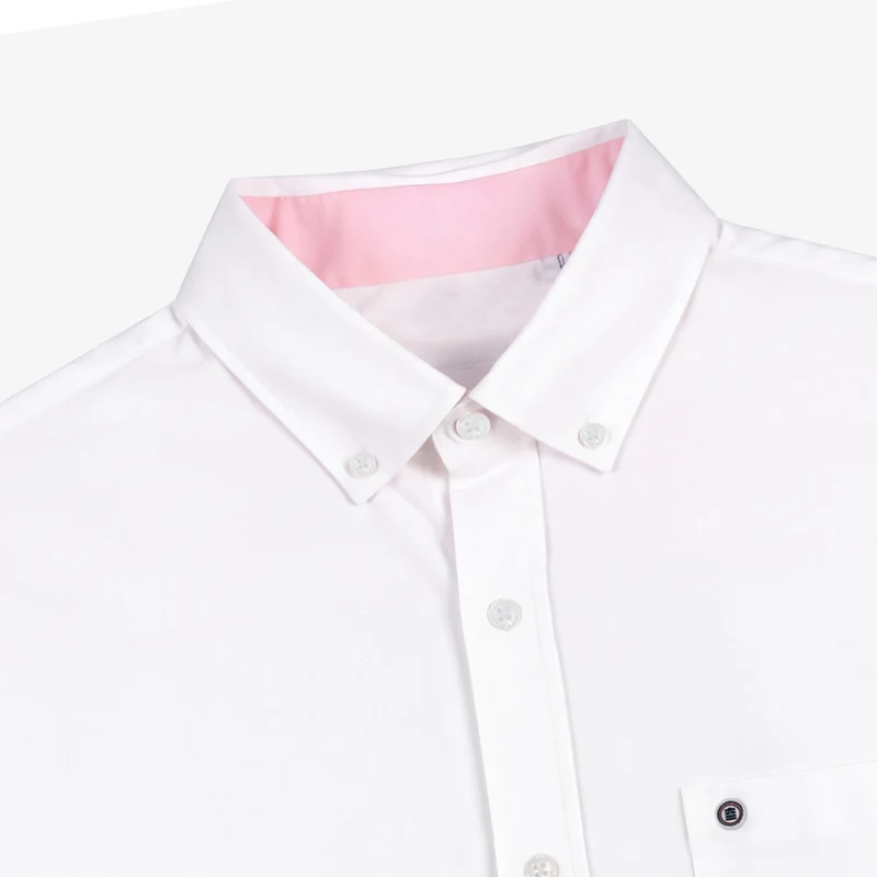 Chemise manches longues en coton oxford avec poche poitrine blanche
