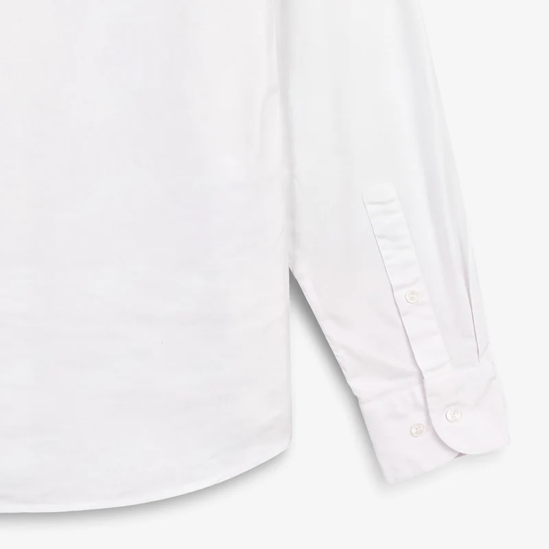 Chemise manches longues en coton oxford avec poche poitrine blanche