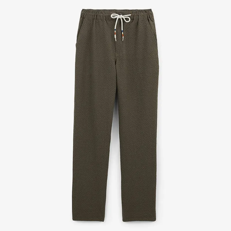 Pantalon 558 en coton seersucker avec taille élastique marron argile