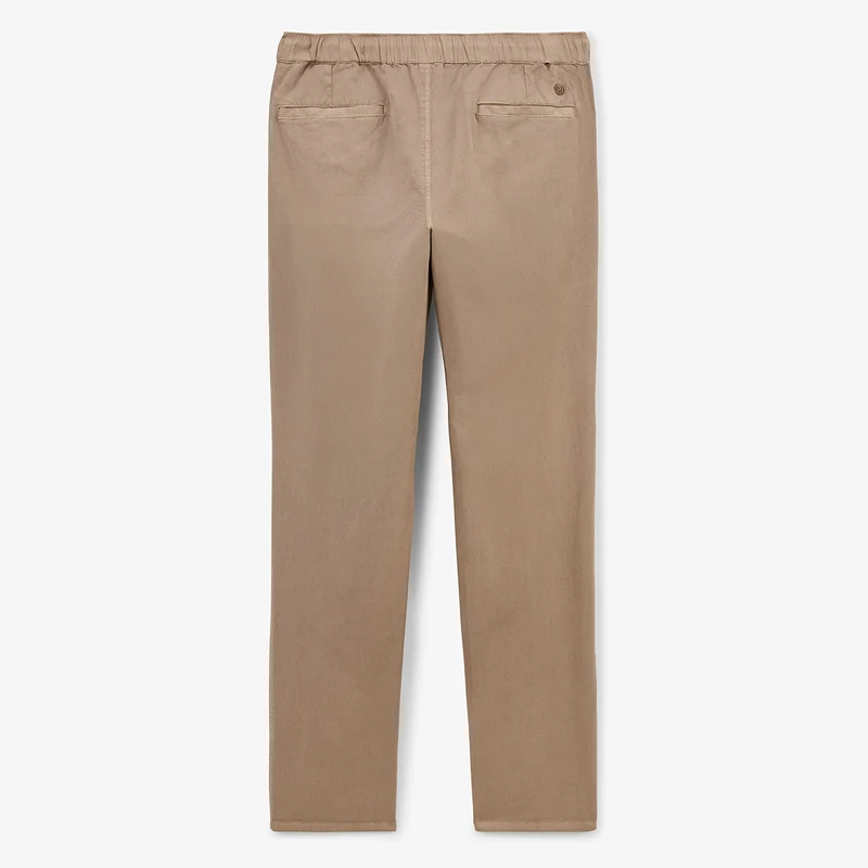 Pantalon 549 avec taille élastiquée en coton beige