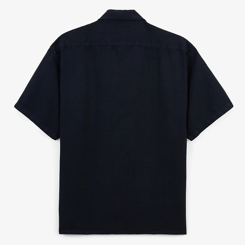 Chemise manches courtes Caracas en coton et lin bleu marine