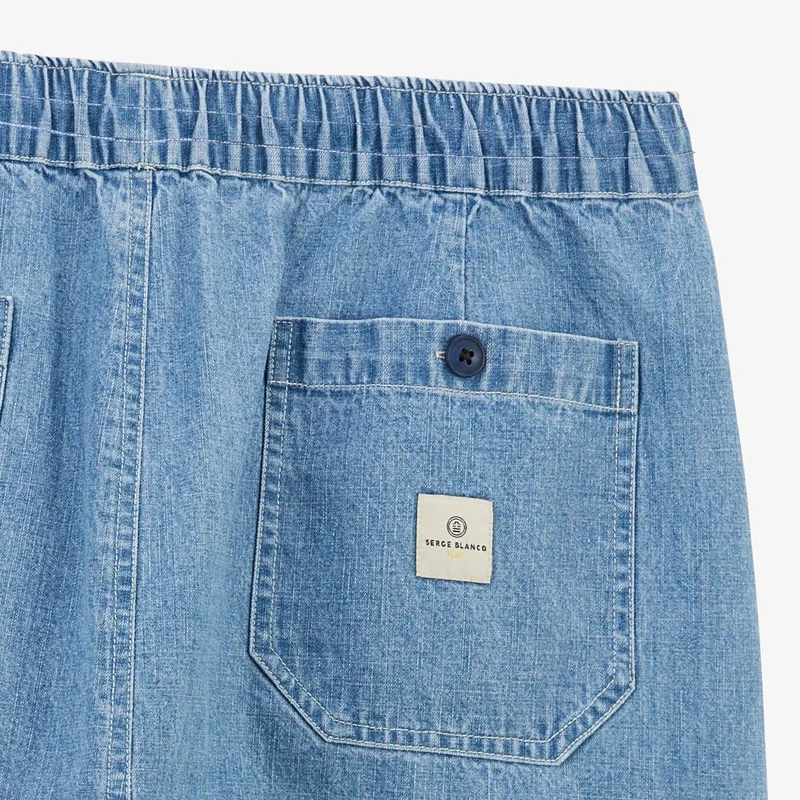 Bermuda 550 en coton coupe ample bleu denim