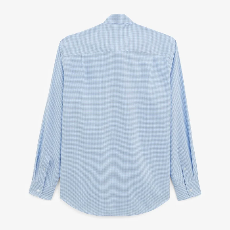 Chemise manches longues à carreaux vichy en coton bleue
