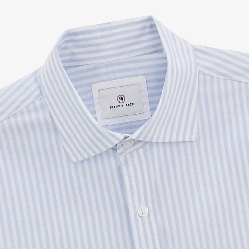 Chemise Charles à rayures bâton bleu ciel