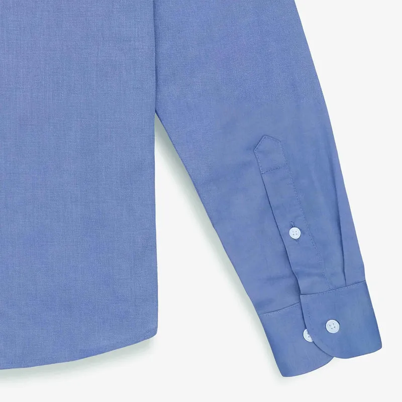 Chemise manches longues en coton bleu