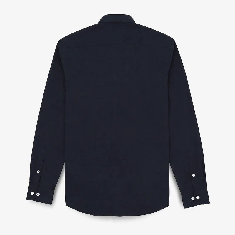 Chemise manches longues unie en coton bleu marine