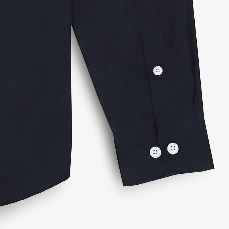 Chemise manches longues unie en coton bleu marine