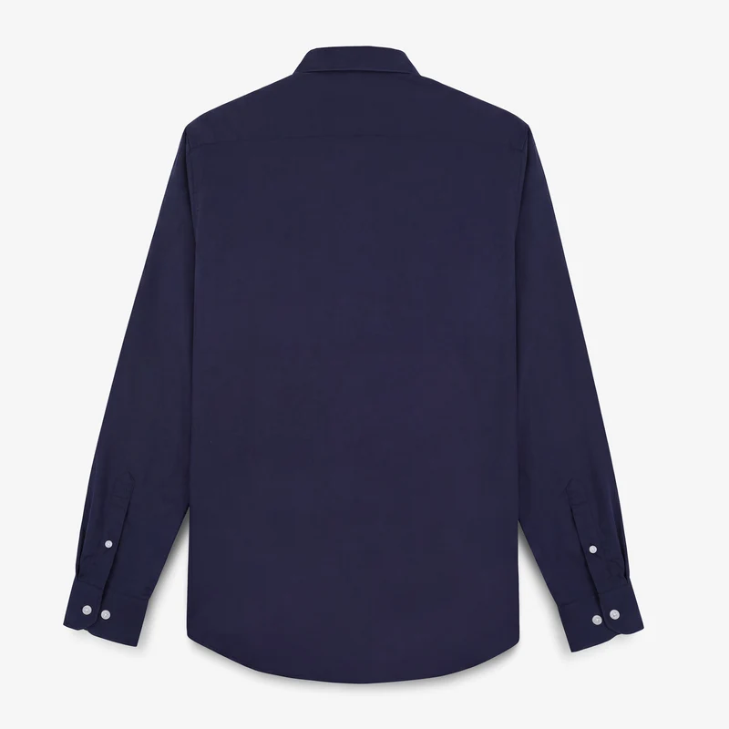 Chemises manches longues en coton avec poche poitrine bleu marine