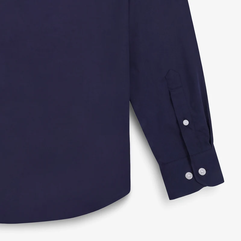 Chemises manches longues en coton avec poche poitrine bleu marine