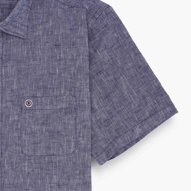 Chemise manches courtes regular bleue avec imprimé