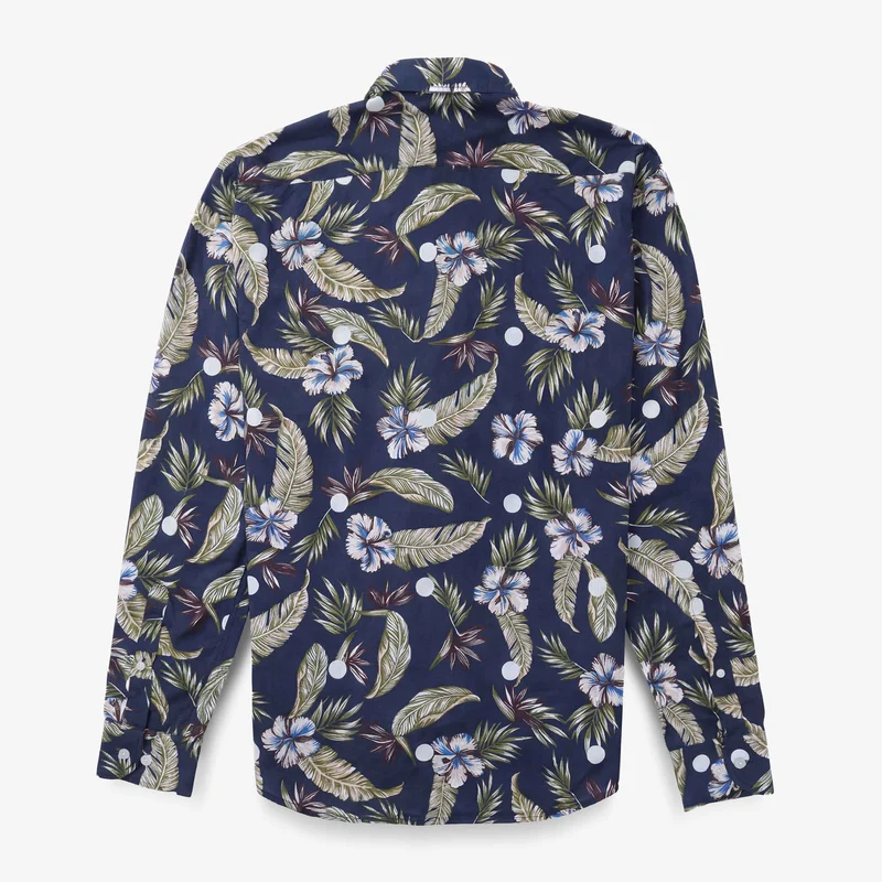 Chemises manches longues brodée en coton violet pourpre