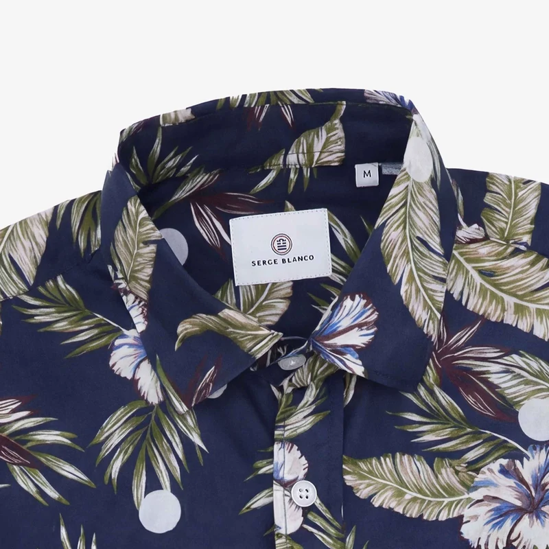 Chemises manches longues brodée en coton violet pourpre