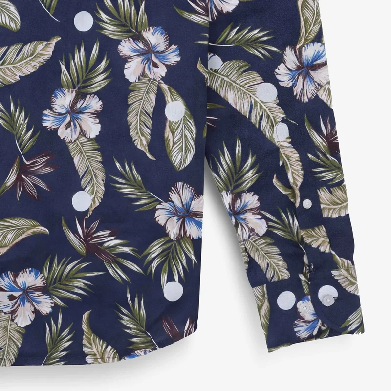 Chemises manches longues brodée en coton violet pourpre