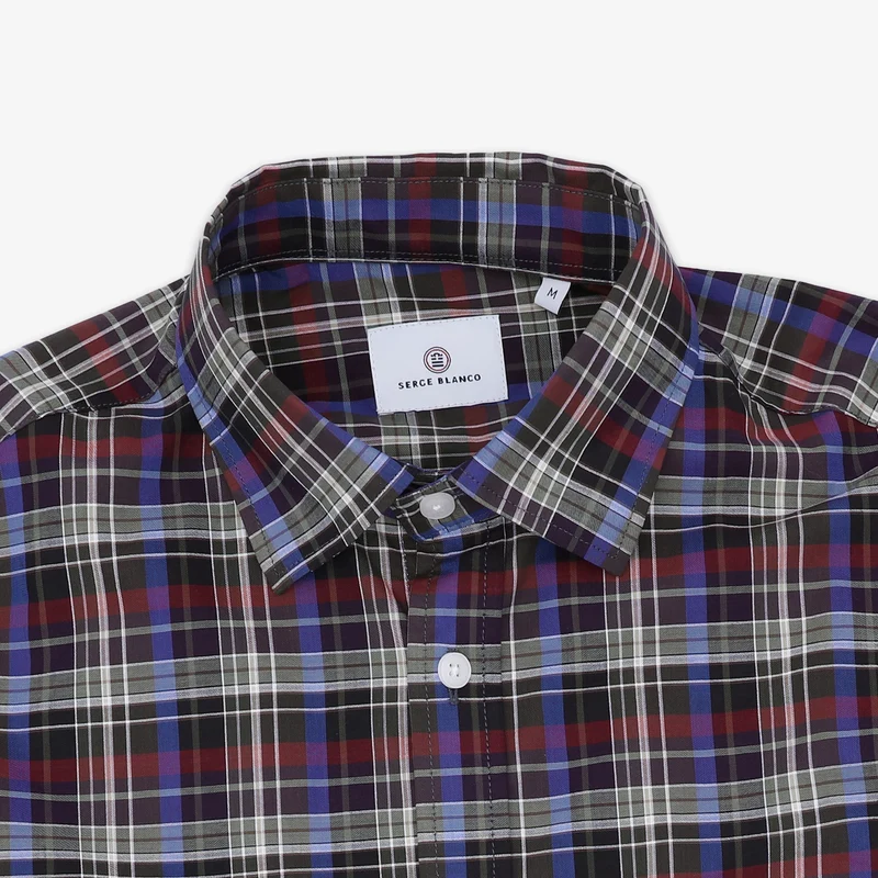 Chemise manches longues en coton à carreaux multicolore