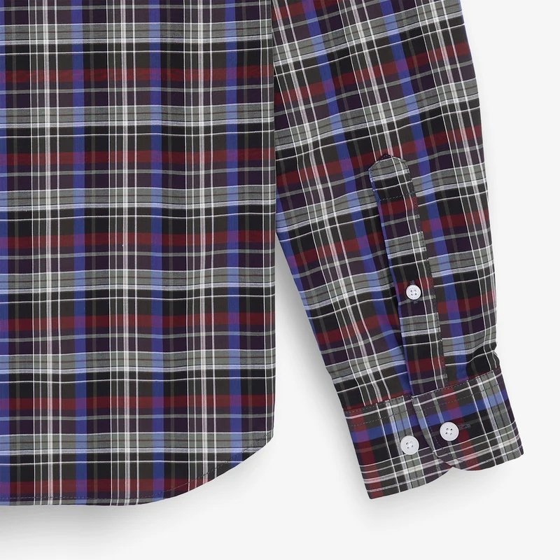 Chemise manches longues en coton à carreaux multicolore