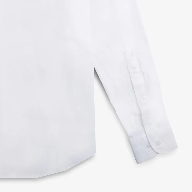 Chemise manches longues en coton avec poche poitrine blanc lys