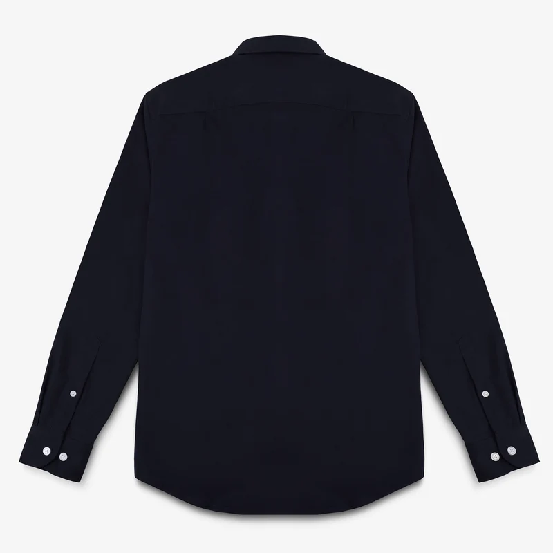 Chemise manches longues en coton avec poche poitrine bleu indigo