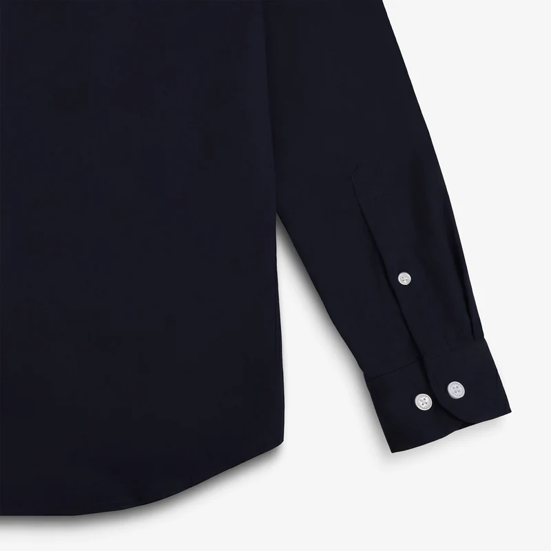 Chemise manches longues en coton avec poche poitrine bleu indigo